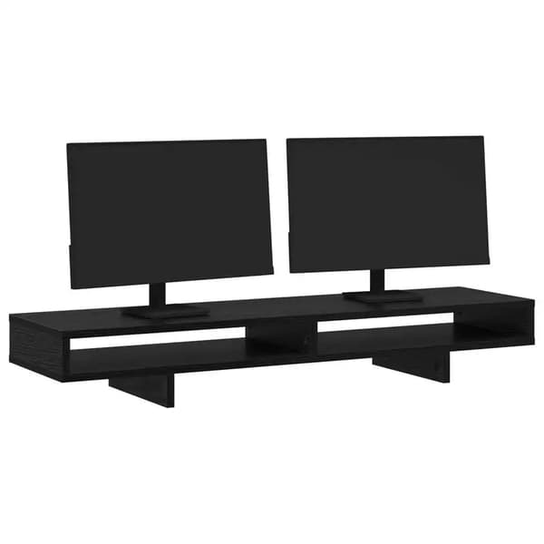 Monitorstand, konstrueret træ, ergonomisk design,Sort