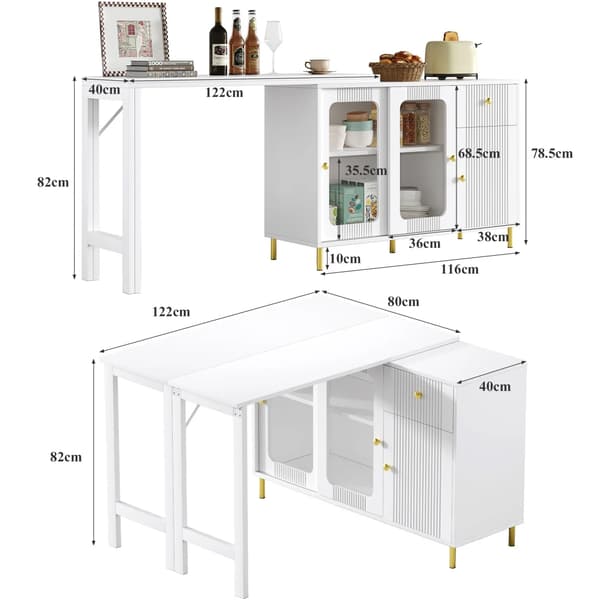 Skab, Foldbart Design, Rotérbar Overflade,HVID
