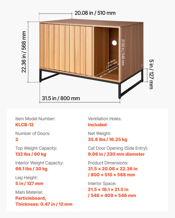 Kattlåda Skåp, Luktkontroll, Mångsidig Möbeldesign,Trä
