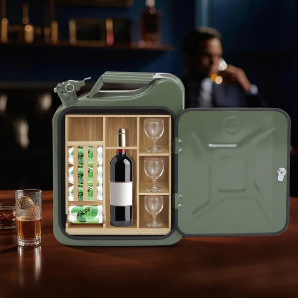 Bærbar Jerrycan Whiskey Bar, Holdbart Design, Effektiv Opbevaring,grøn