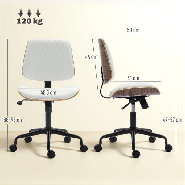 Kontorstol, Ergonomisk Design, Justerbar Højde,Hvid