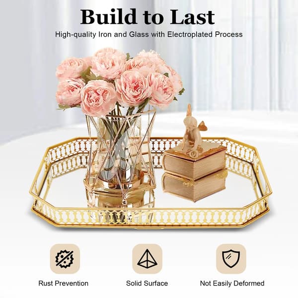 Serveringsbakke, elektroforet jern, glas vanity design,Guld