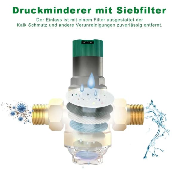 Tryckregulator, Integrerad Tryckmätare, Kompatibel med VVS-system, DN20