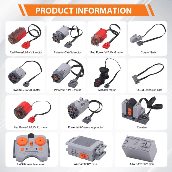 RC Byggsats, Motoriserade Komponenter, Modulär Design,14pcs