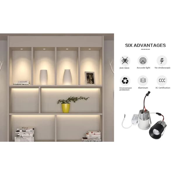 Downlight, Mini LED, Energi Effektiv,Varm Hvid 3000K, 10PCS Hvid