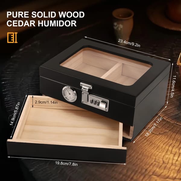 Cigar Humidor, Cedertræ Konstruktion, Høj Præcision Hygrometer,A