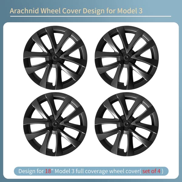 Hjulkapsler, 18 Tommer Diameter, Kompatible med Tesla Model 3,Arachnid Stil