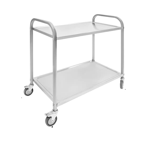 Serveringsvogn, Rustfrit Stål, 2-Niveau Design,Stor