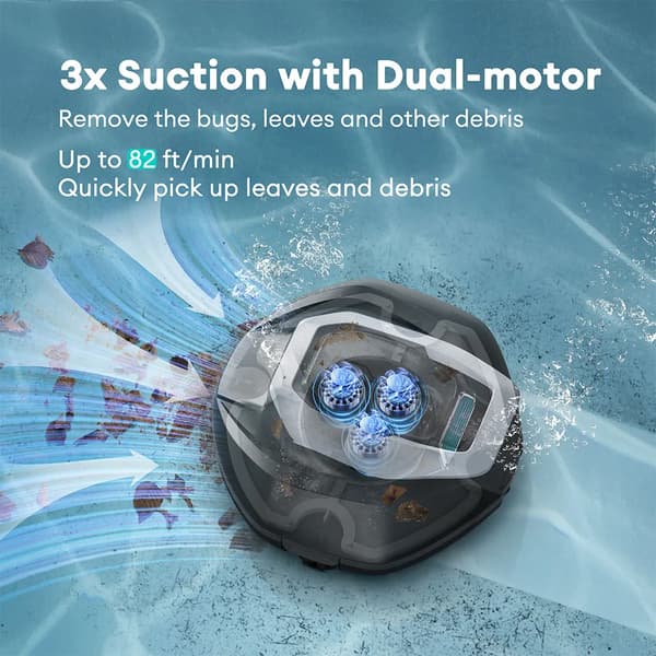 Robotstøvsuger til swimmingpool, Smart automatisering, Trådløs design,sort
