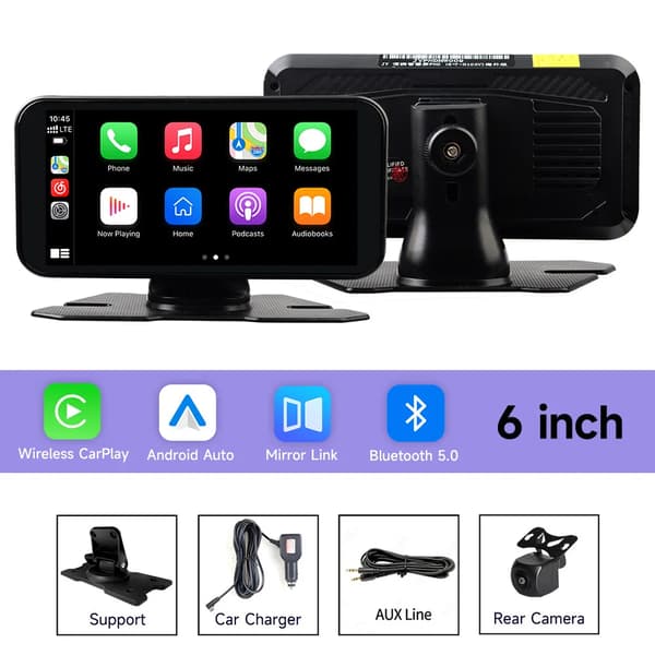Dash Cam, Stor IPS Skærm, Flersproget Support,6 med AHD