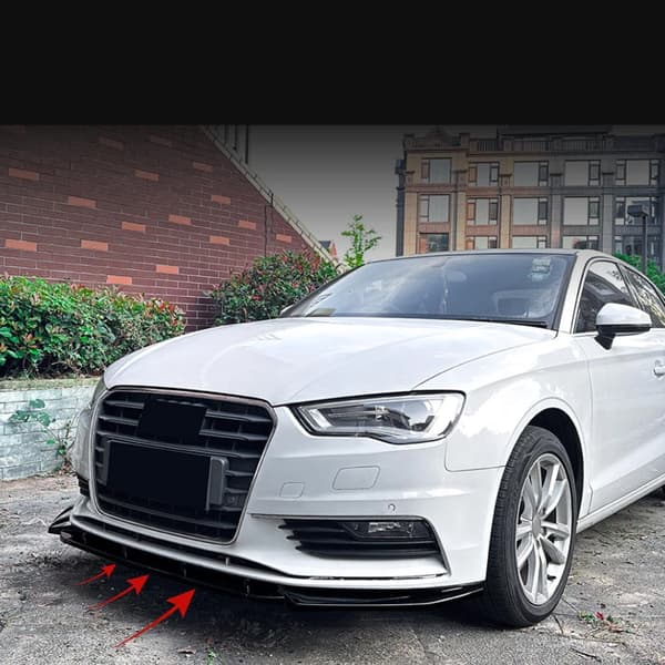 Front Bumper Lip Spoiler, Holdbar ABS Konstruktion, Nem Installation,Glansfuld Sort