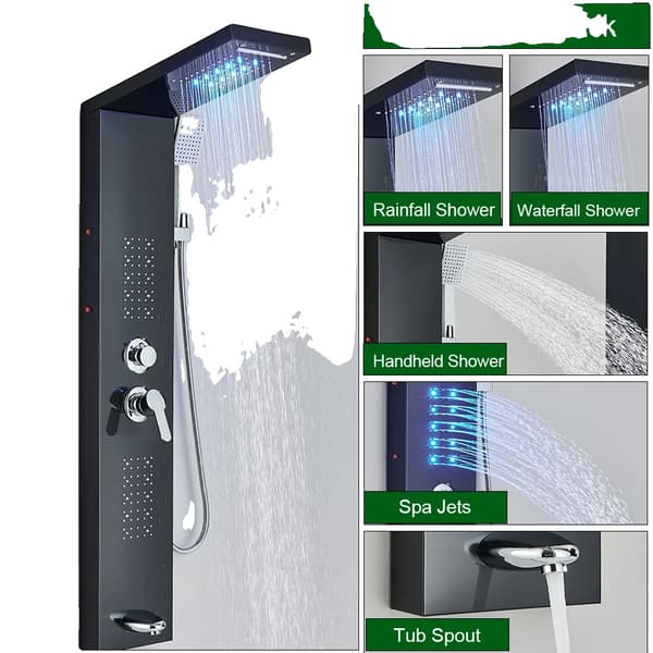 Brusesystem, LED-lys, massagebruser,6002 Mat Sort