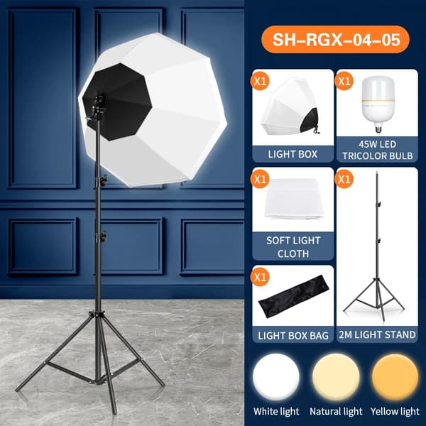 Fotografering Softbox Kit, Bærbar Design, Justerbart LED-lys, SH-RGX-04-05