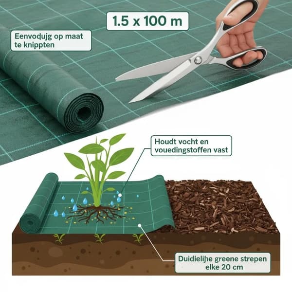 Ogräsbarriärtyg, UV-stabiliserat, permeabel design,Ljusgrön