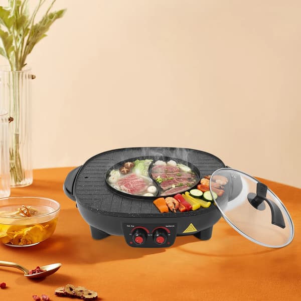 Hot Pot Grill, 2000W Opvarmning, 3L Kapacitet,sort