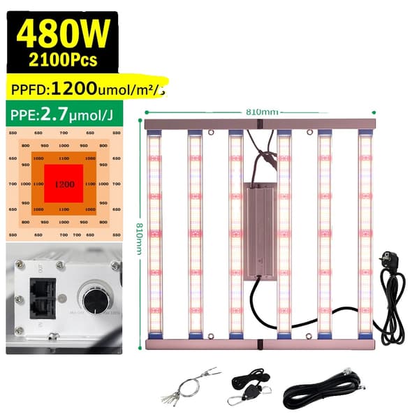 Vækstlys, Dæmpbart, Kompakt Design,EU-b, 480W