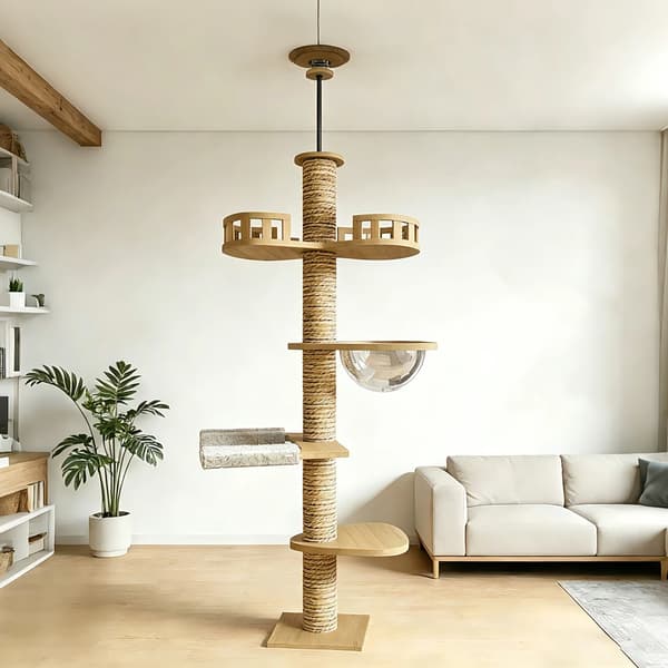 Kattetårn, Justerbar Højde, Multi-Niveau Design,GUL