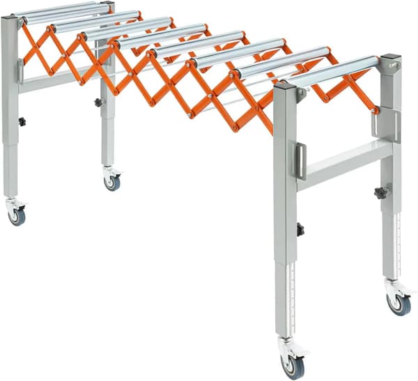 Transportør rullebord, justerbar længde, gulvstående,Sølv