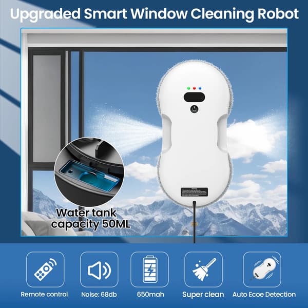 Robotfönsterputsare, Kraftfull sug, Smart navigering,Ja, Ljusgrå