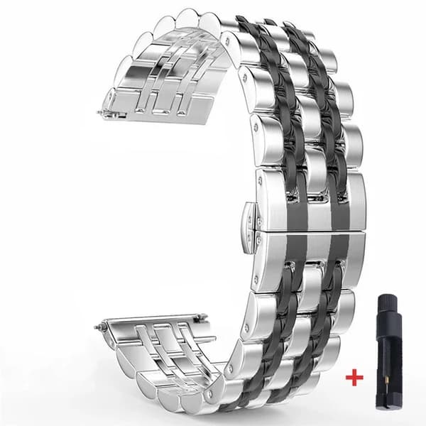 Urrem, Rustfrit Stål, Unisex Design,20mm, Sølv-sort-a