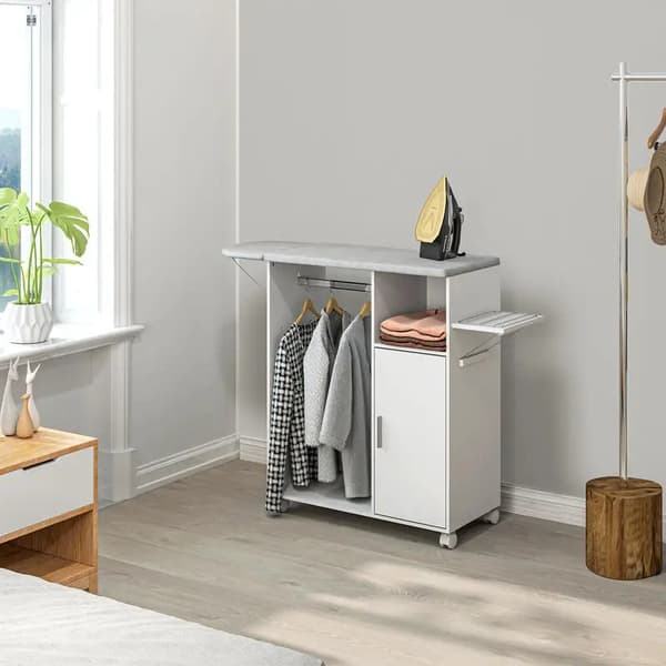 Strygebrædt Skab, Justerbar Hylde, Bærbart Design,hær grøn
