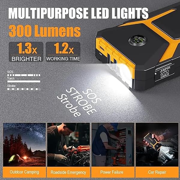 Bil Jump Starter, 2000A Spidsstrøm, LED Lysfunktioner,VTOMAN V6 PRO