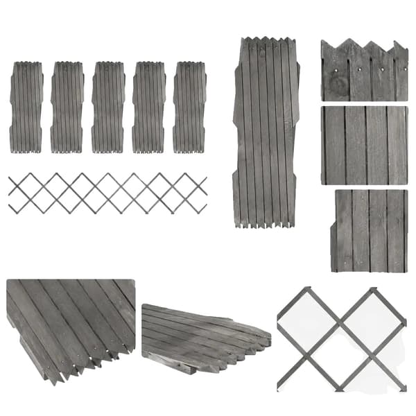 Utbyggbar Trädgårdsstängselpanel, Solid Furu, Galler Trellis Design,Gris