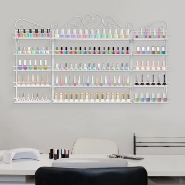 Nagellack Förvaringsställ, Väggmonterad Design, Stor Kapacitet,VIT