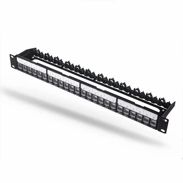 Patchpanel, 24 portar, kompatibel med CAT7 och CAT6A-kablar,Tom patchpanel
