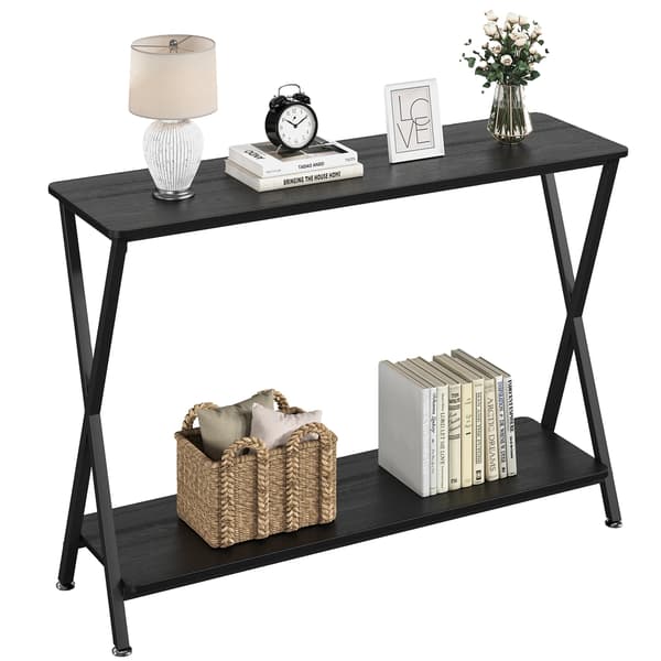 Narrow Console Table, 2-lags design, robust metalramme,Sort 105x30x81cm