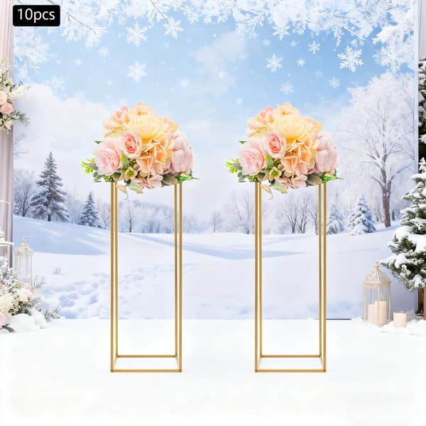 Blomsterstande, 10-delt sæt, geometrisk design,Guld