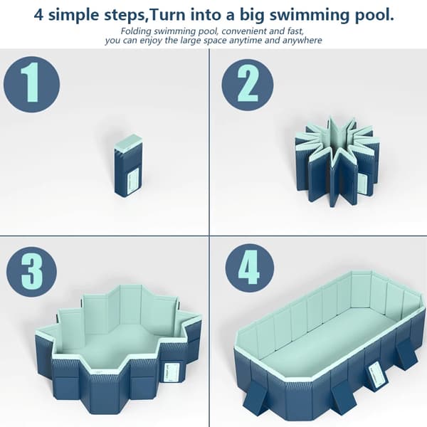 Bärbar Swimmingpool, Fällbar Design, Hållbart PVC-material,Längd 2.53m