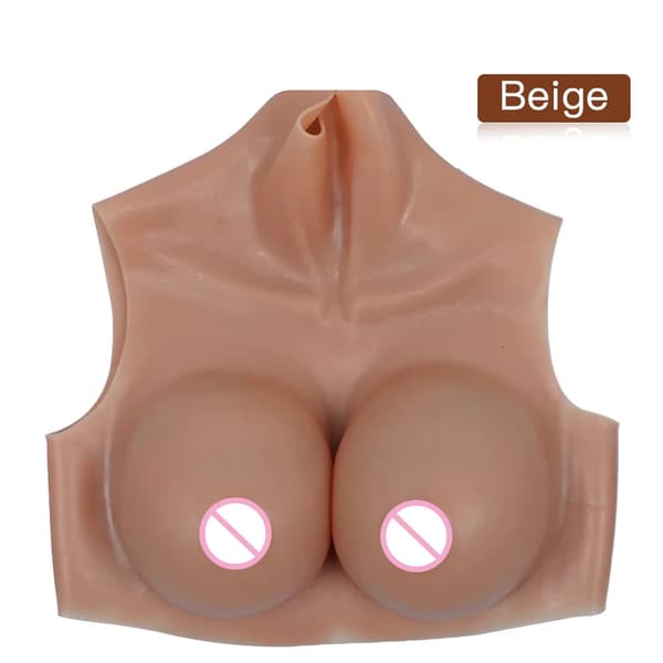 Bröstprotes, Realistisk Silikontextur, Bekväm Passform,E bomull, hög krage elfenben