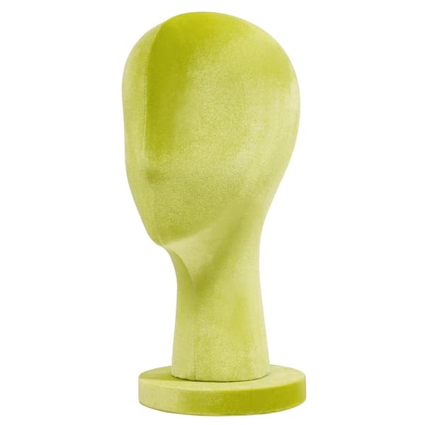 Mannequin Hoved, Holdbart Velourmateriale, Letvægtsdesign,Grøn