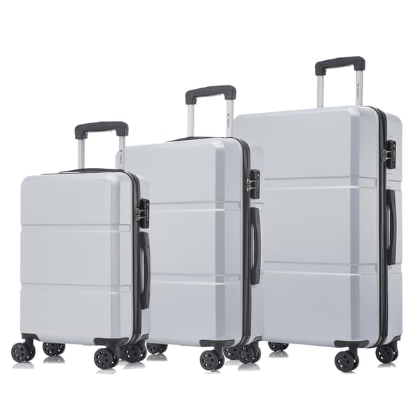 Resväska Set, Hållbart ABS Material, TSA Lås,Silver (20+24+28 tum)