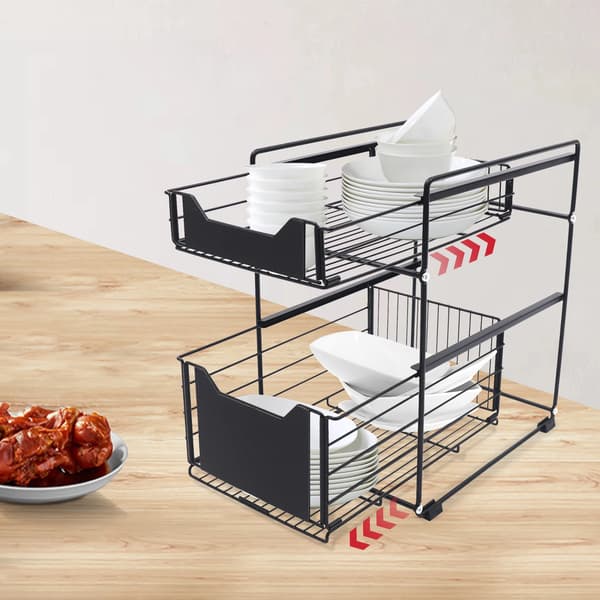 Organizer Rack, 2-lagers design, robust kolstål,svart