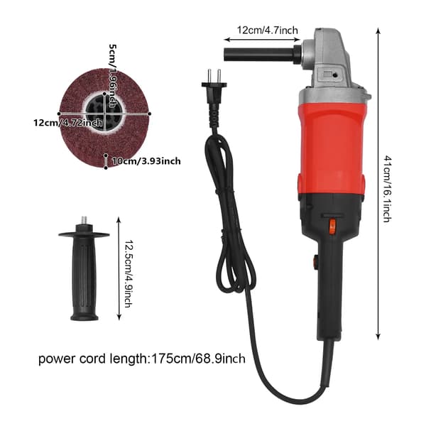 Grinder Børstemaskine, 1580W Effekt, Ergonomisk Design,Rød