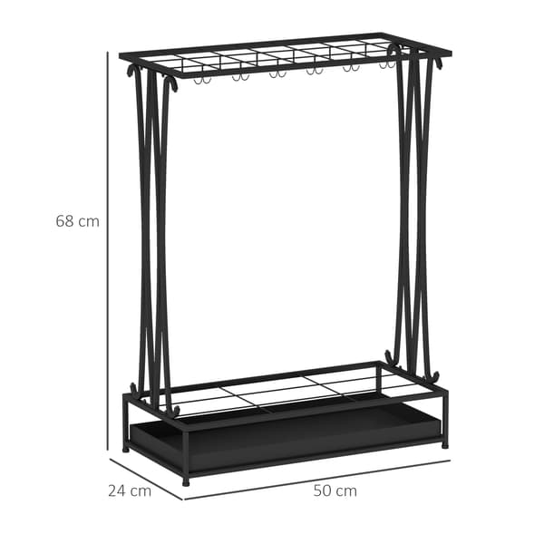 Paraplyställ, Pulverlackerat Stål, Modern Design, svart