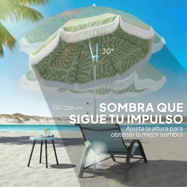 Strandparasol, Justerbar Højde, Holdbart Design,grøn