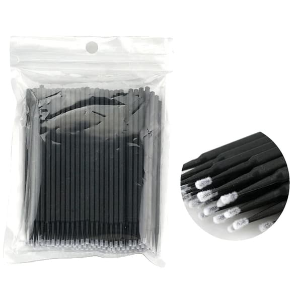 Øjenvippe Rensebørste, Bløde Mikrofiber Børster, Alsidig Brug,1000PCS Sort, Uldfiber-b
