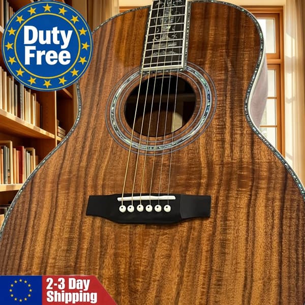 Folk Guitar, KOA-kropp, Ebenholts greppbräda,Brun