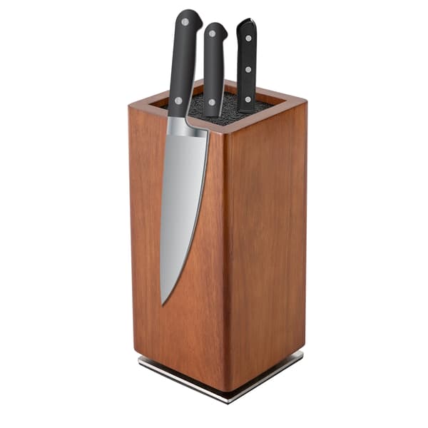 Magnetisk Knivblok, Robust Akacietræ, 360° Rotationsdesign,Brun