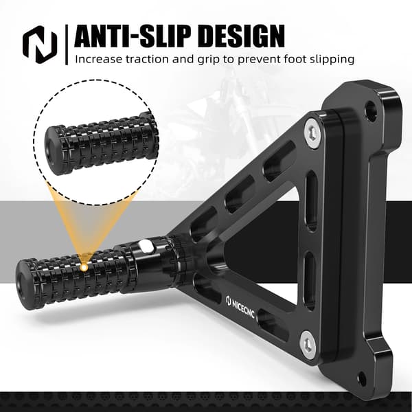 Fotstödshållarsats, Fällbar Design, Antiglid Säkerhet,svart