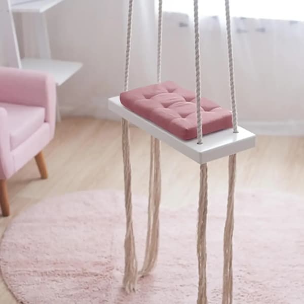 Hängstol, Förstärkt Kudde, Hållbar Konstruktion,Rosa