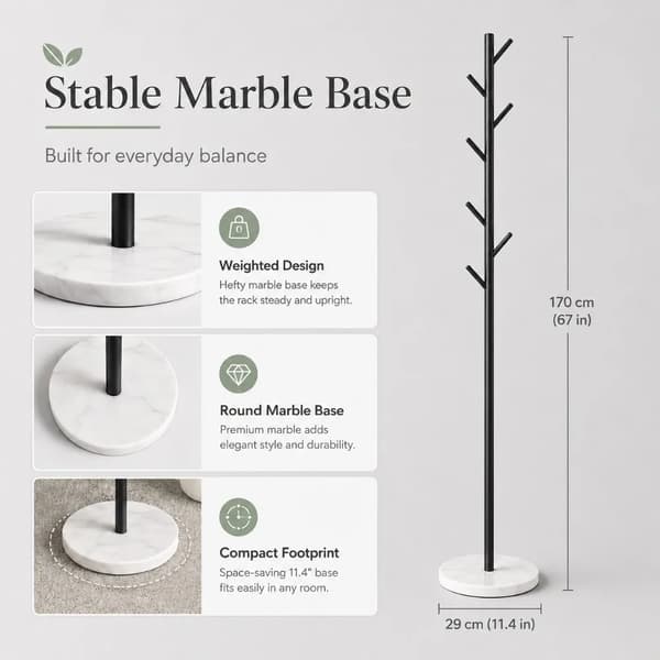 Kappeholder, Fritstående Design, Marmorbase,sort