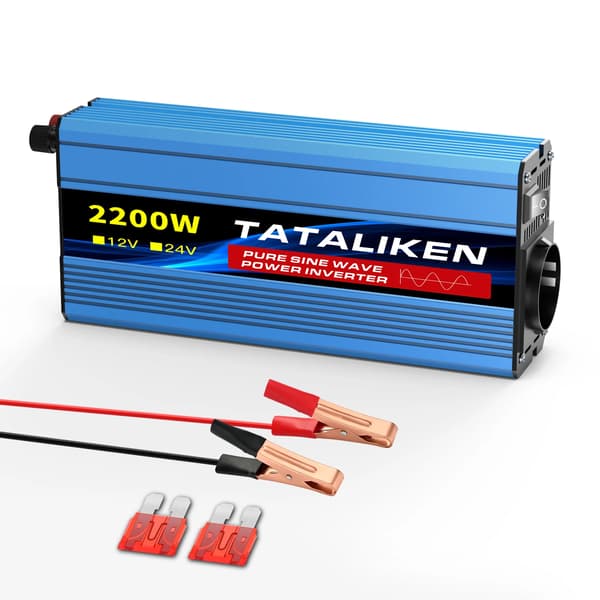 Inverter, 4 EU stik, Auto termostat blæser,2200W EU