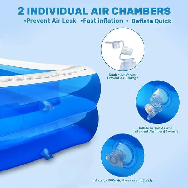 Uppblåsbar Swimmingpool, Hållbart PVC-material, Rymlig Design,2.6M