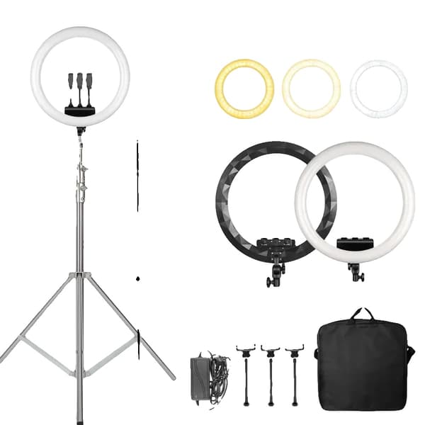 Ring Light, Dæmpbar Lysstyrke, 360° Rotation,280cm Sort