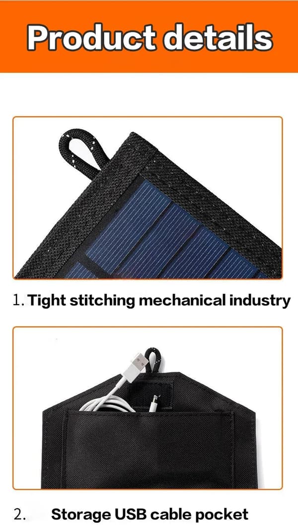 Solpanel, Bärbar Design, Snabbladdningskapacitet,6-faldig solpanel