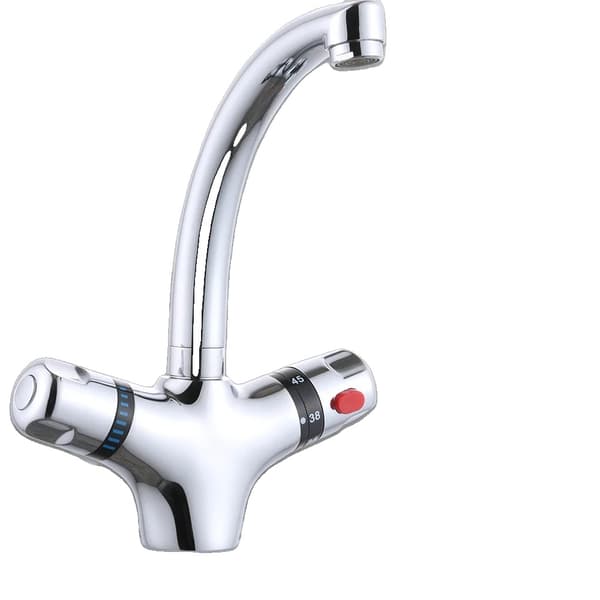 Kökskran, Termostatisk Utrustning, Dubbelhandtag,Silver